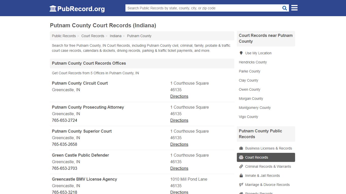 Free Putnam County Court Records (Indiana Court Records)