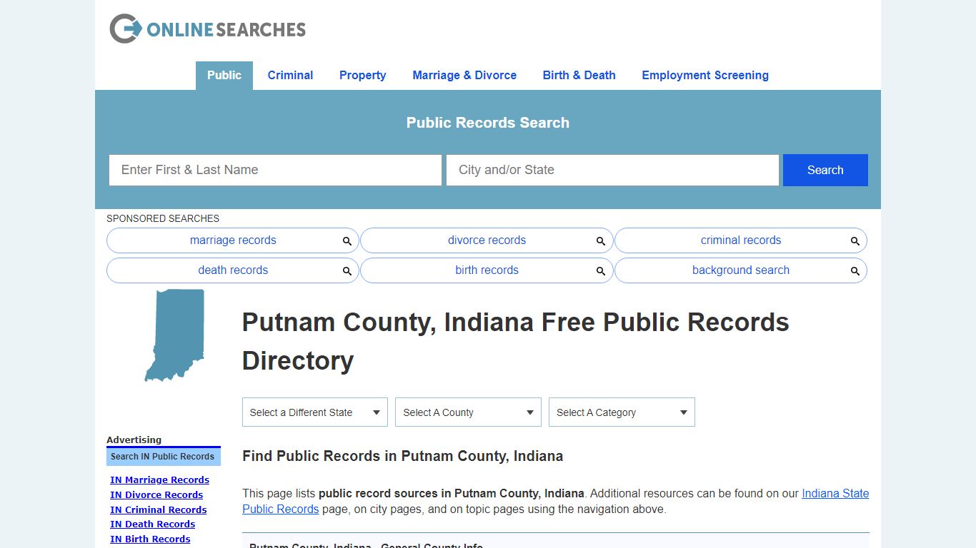Putnam County, Indiana Public Records Directory