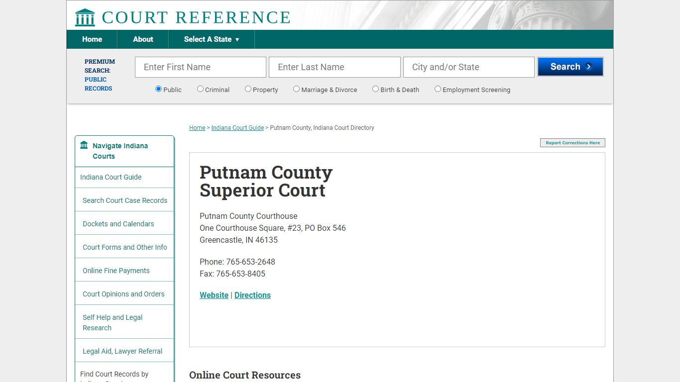 Putnam County Superior Court - Court Records Directory
